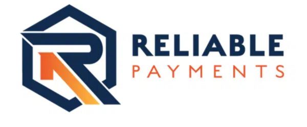 reliable payments logo with text reliable payments in blue and orange over a white background
