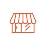 single color (orange) icon depicting a little shop space with an awning where payments are taken by card