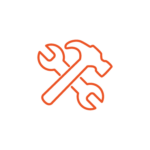 single color (orange) icon depicting a wrench over a screwdriver reminding of field service techs that take mobile payments